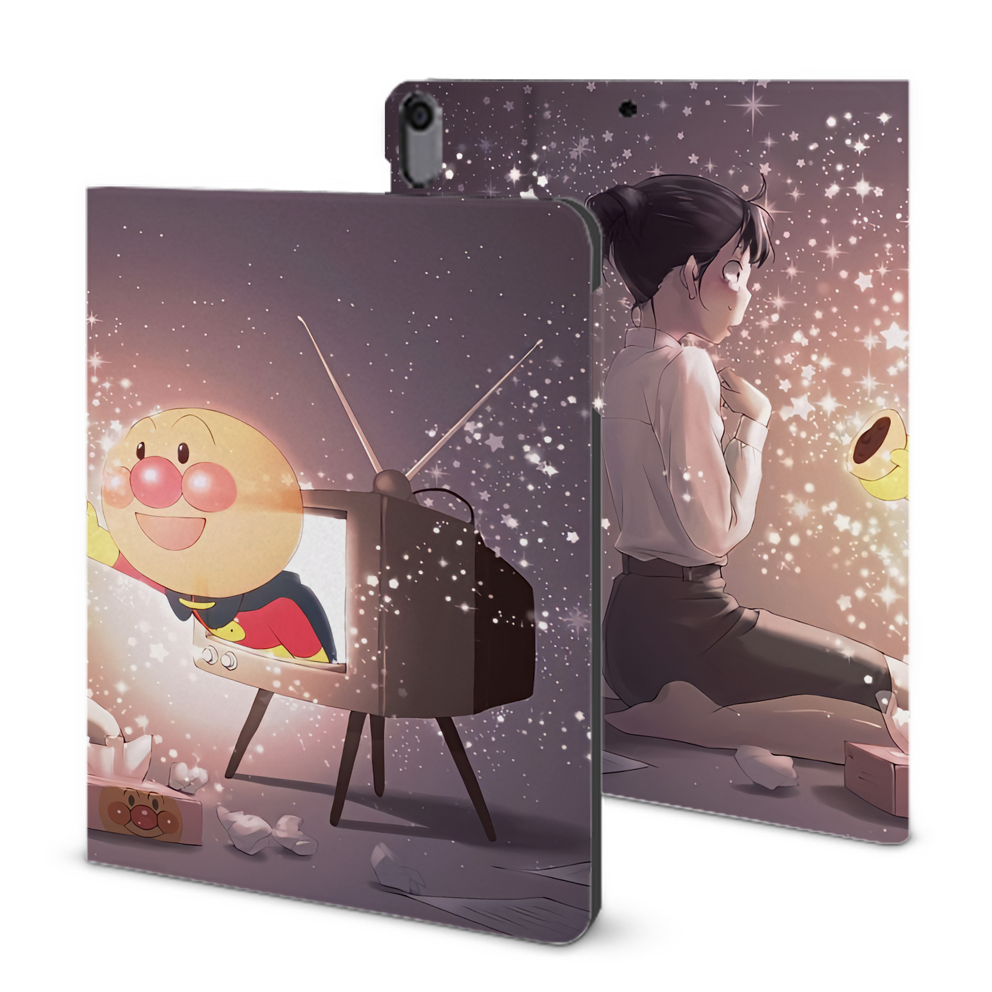 （画像用） アンパンマン Anpanman IPad ケース ブック型 PUレザー TPU 耐衝撃 軽量 薄型 ペン収納なし 全面保護 IPad 各モデル対応